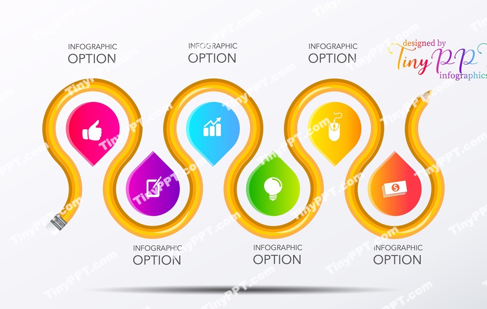 Colorful Curved Pencil Education Concept