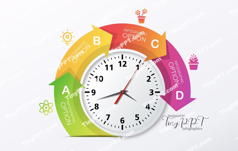 Arrows Process Cycle Diagram With Clock